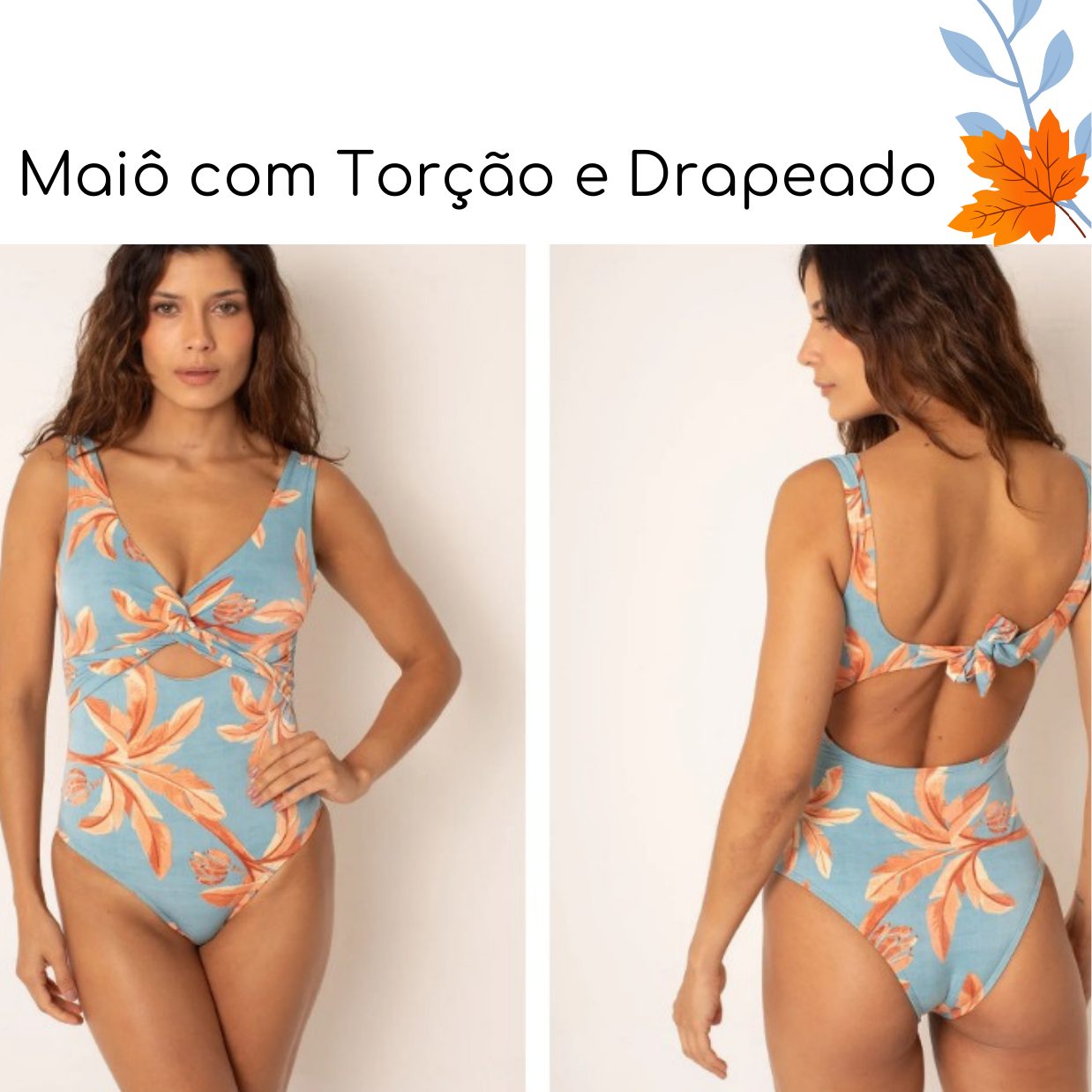 Maiô com Torção e Drapeado — coleção Tropical Azure