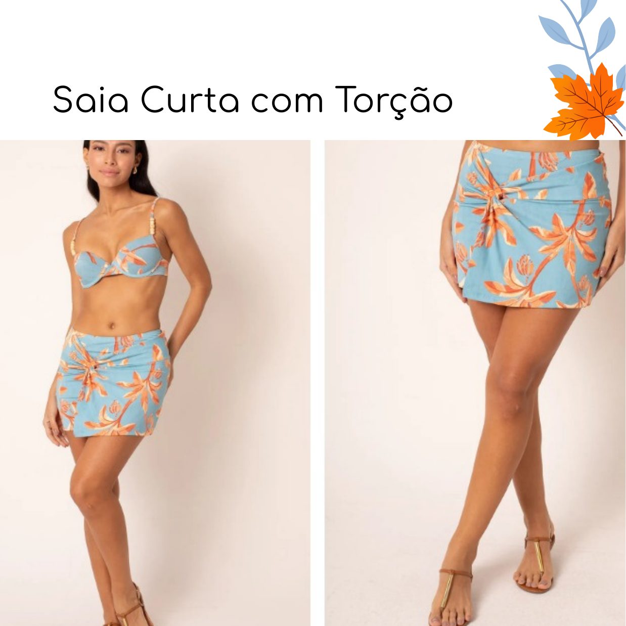 Saia Curta com Torção — coleção Tropical Azure