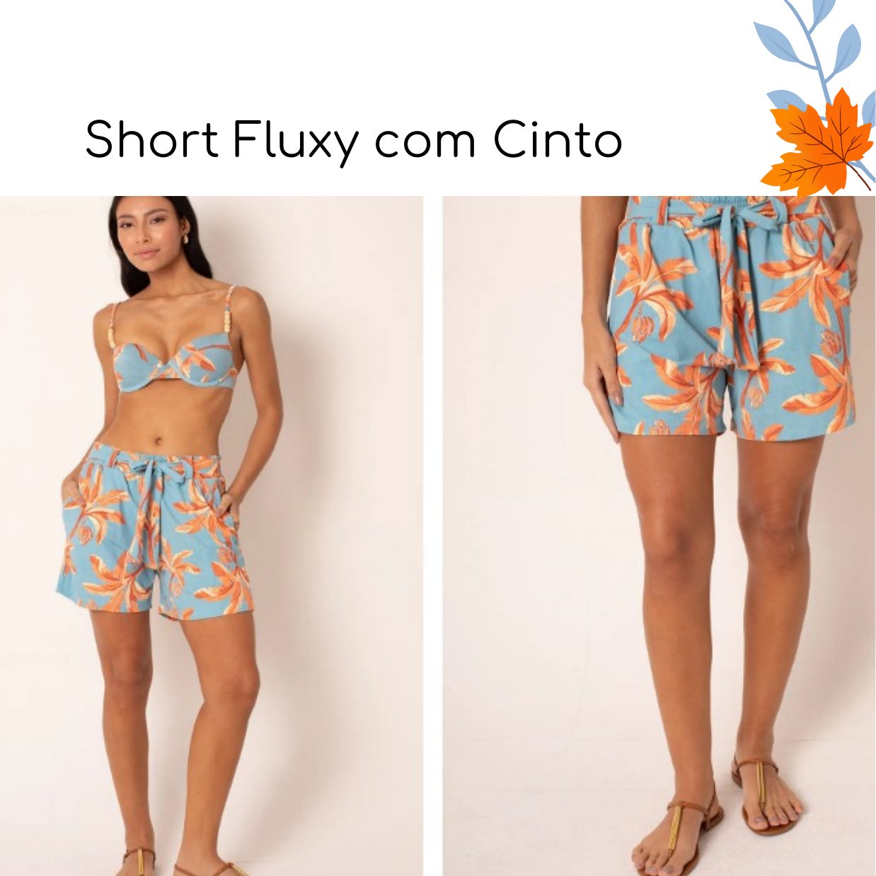 Short Fluxy com Cinto — coleção Tropical Azure