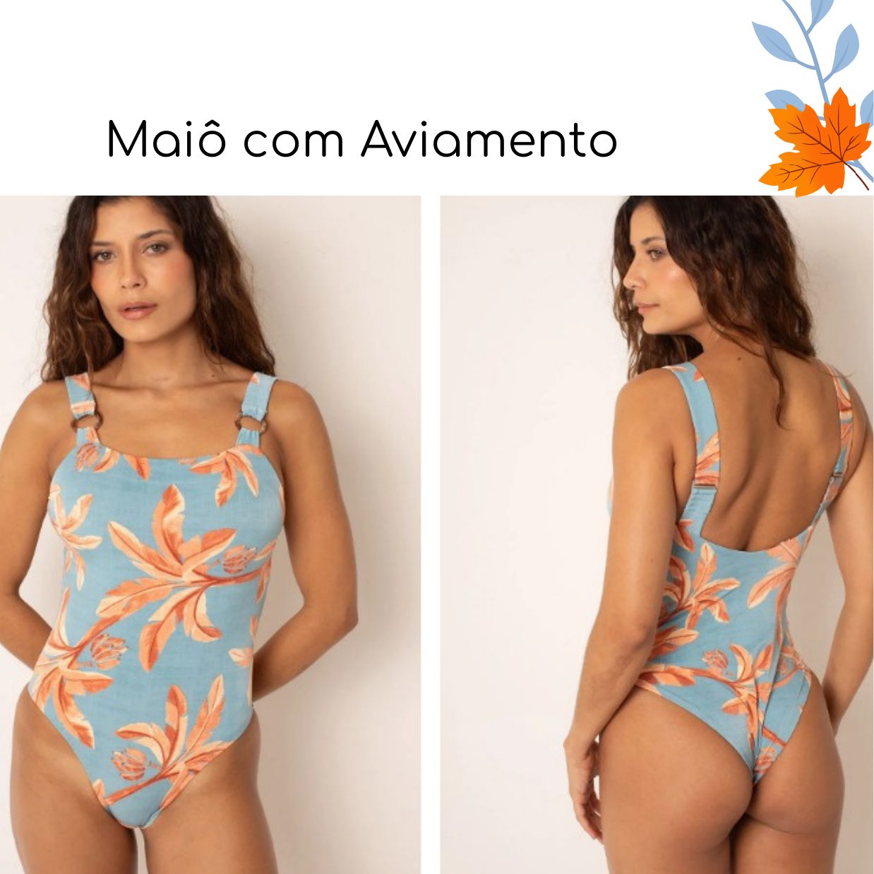 Maiô com Aviamento — coleção Tropical Azure