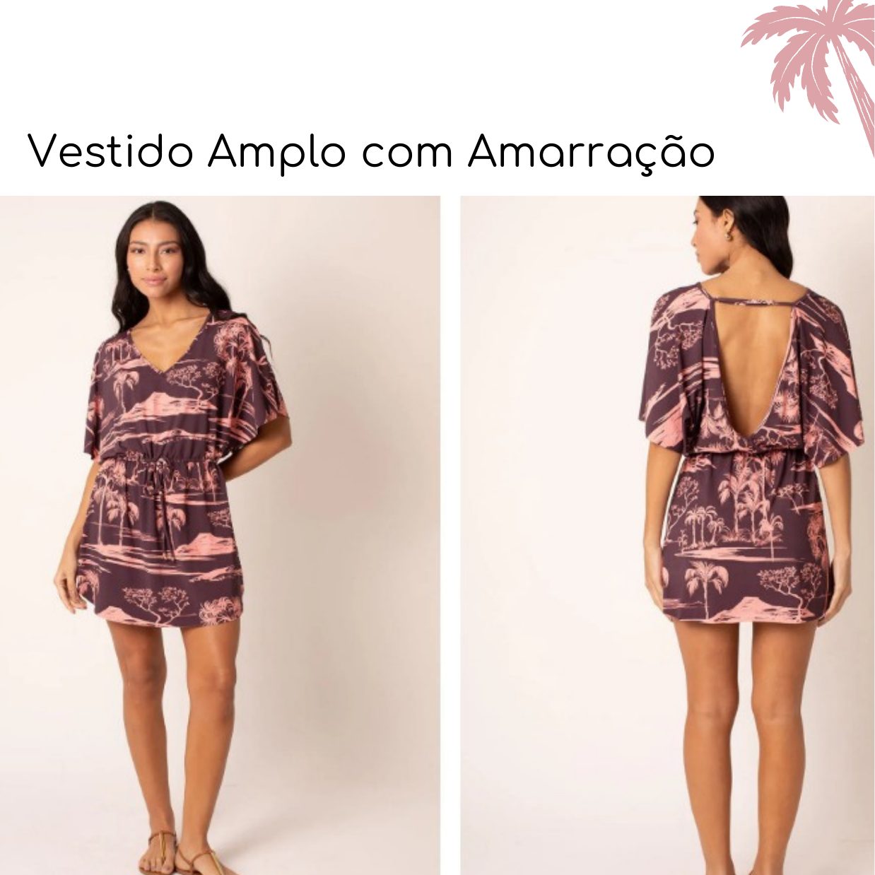 Vestido Amplo com Amarração — coleção Toile Wine